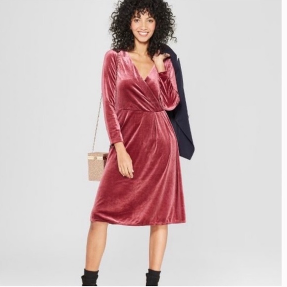 a new day Dresses & Skirts - ❌SOLD❌ A New Day burgundy 3/4 sleeve velvet dress, size S
